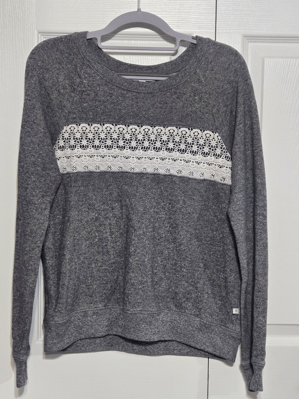 Victoria's Secret Gray Pullover Sweater with White Lace Panel